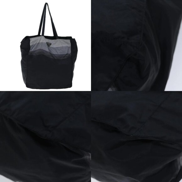 PRADA Tote Bag Nylon Black Gray Auth 69946 - Picture 14 of 14